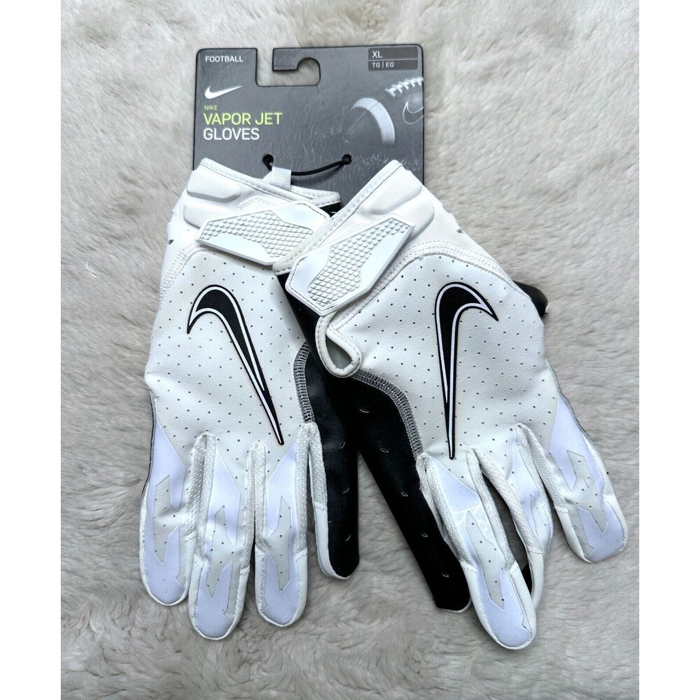 Nike Men XL Vapor Jet Wide Receiver football Gloves White Black CZ8154-127